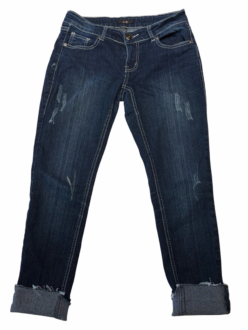 BQB Y2K Studded Distressed Dark Wash Capri Jeans Size 3 Low Rise